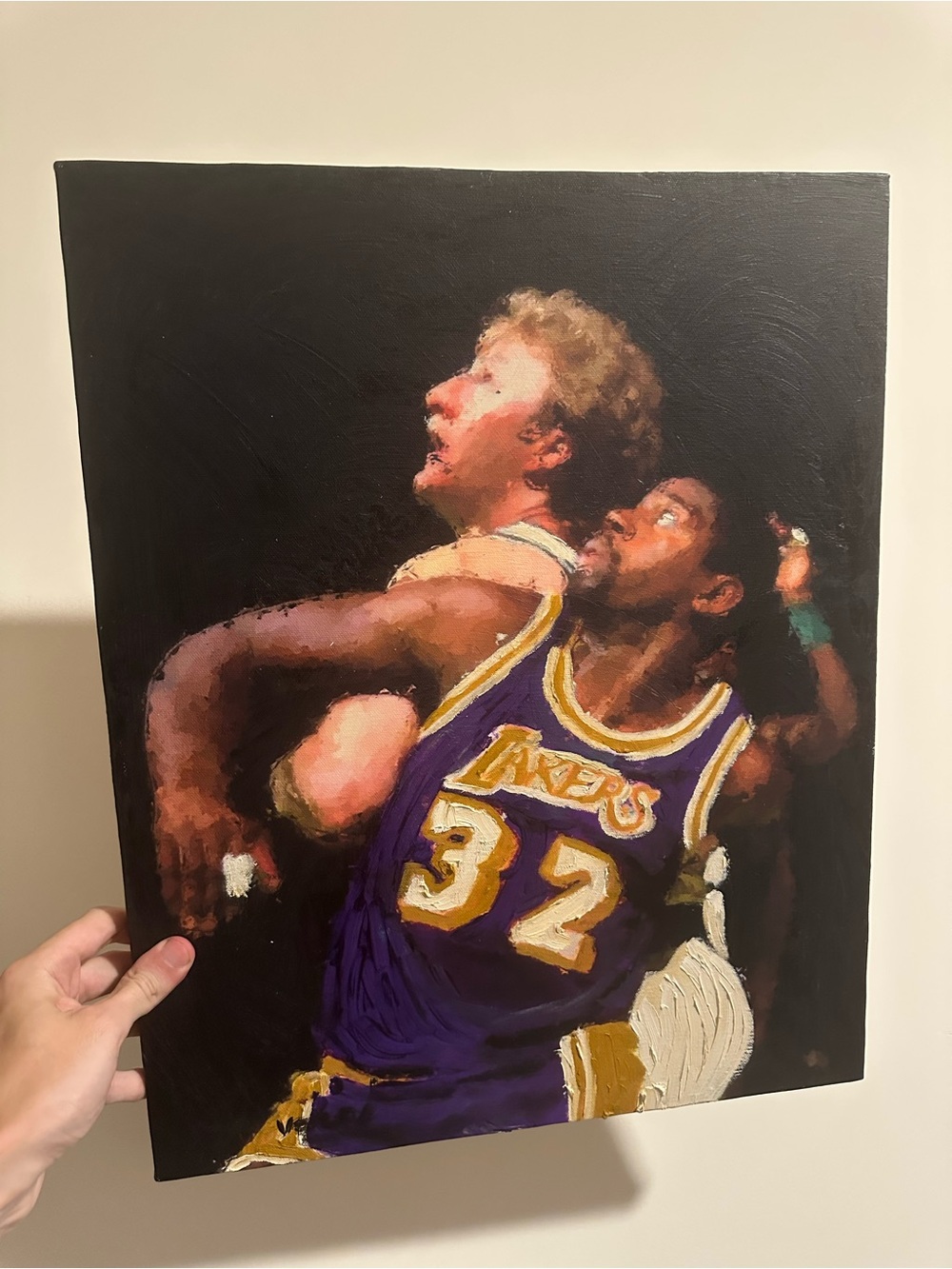 Larry bird v Magic Johnson basketball Canvas Art Painting 16x20 1/1